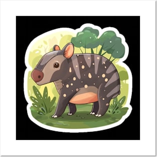 Cute Mountain Tapir Illustration - Adorable Animal Art Posters and Art